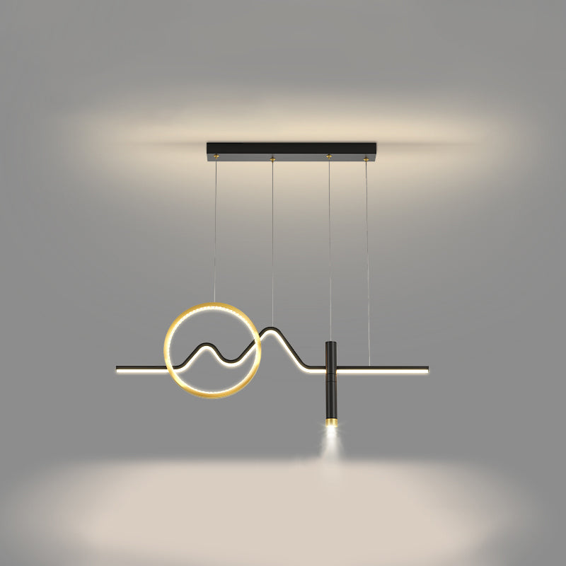 Metal Shaded Pendant Lighting Fixture Simplicity-Style LED Island Lighting Fixture in Black