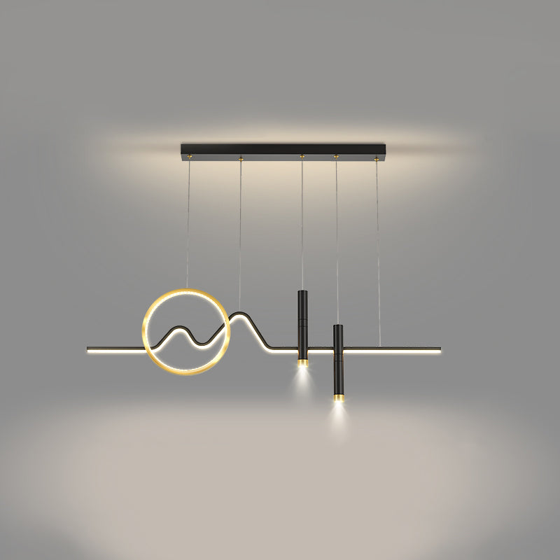 Metal Shaded Pendant Lighting Fixture Simplicity-Style LED Island Lighting Fixture in Black