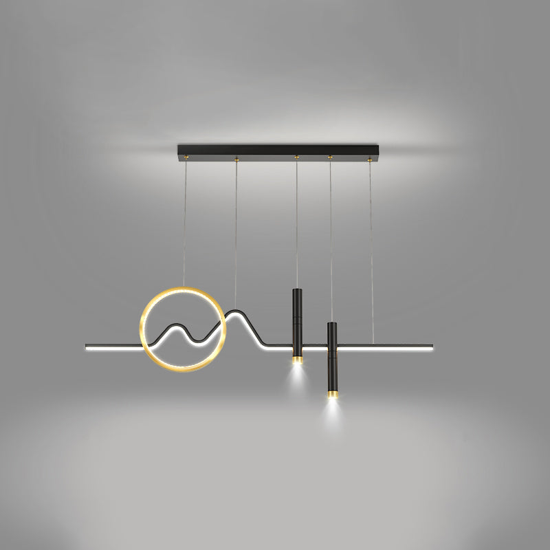 Metal Shaded Pendant Lighting Fixture Simplicity-Style LED Island Lighting Fixture in Black