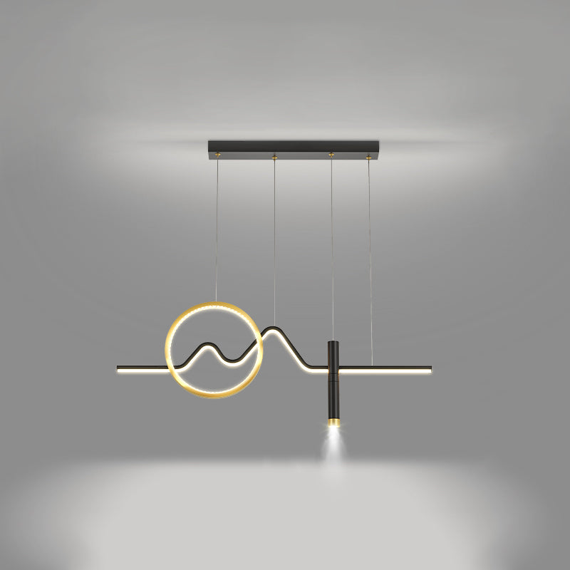 Metal Shaded Pendant Lighting Fixture Simplicity-Style LED Island Lighting Fixture in Black