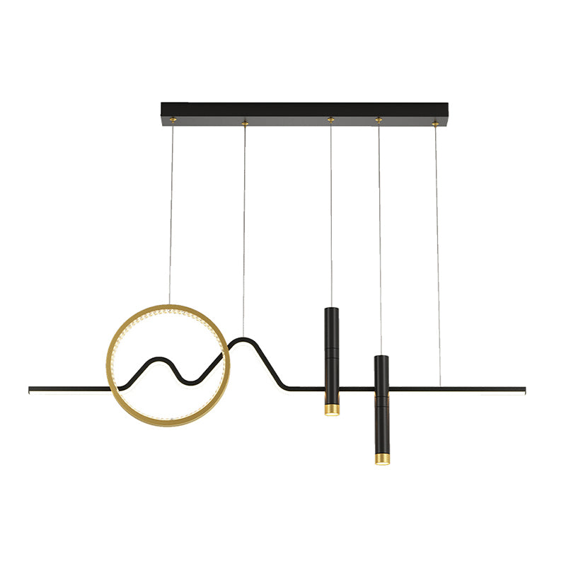 Metal Shaded Pendant Lighting Fixture Simplicity-Style LED Island Lighting Fixture in Black