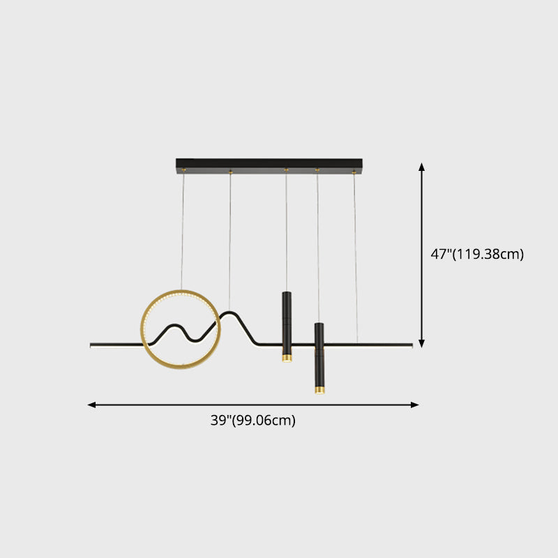 Metal Shaded Pendant Lighting Fixture Simplicity-Style LED Island Lighting Fixture in Black