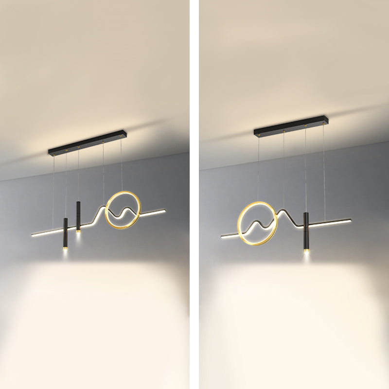 Metal Shaded Pendant Lighting Fixture Simplicity-Style LED Island Lighting Fixture in Black