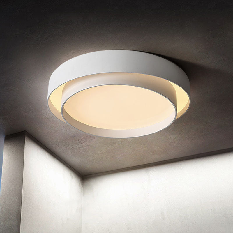 Circular LED Flush Mount in Modern Minimalist Style Wrought Iron Ceiling Fixture with Acrylic Shade