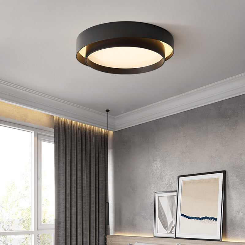 Circular LED Flush Mount in Modern Minimalist Style Wrought Iron Ceiling Fixture with Acrylic Shade