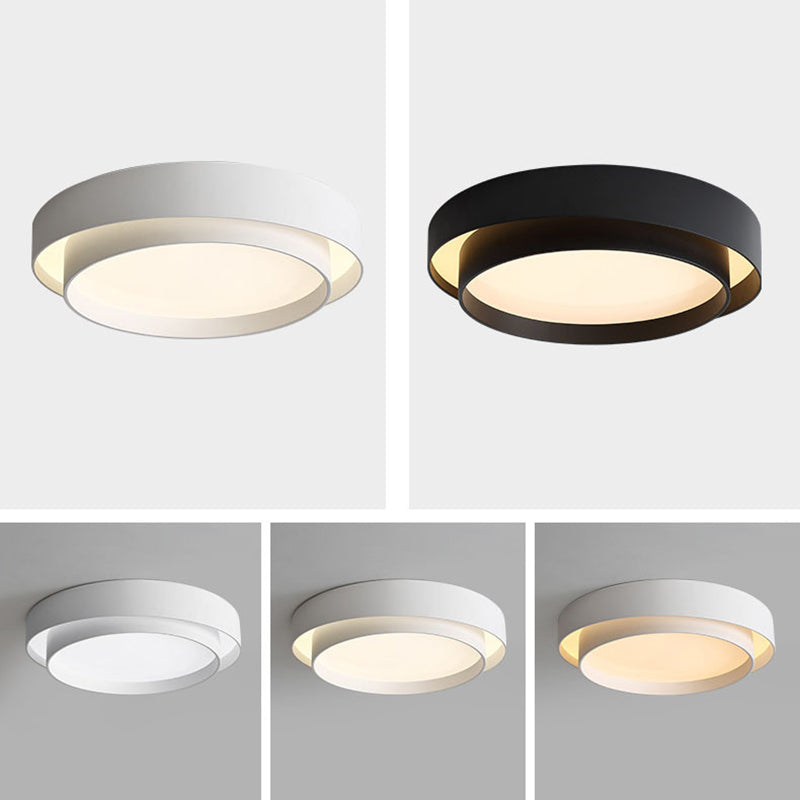 Circular LED Flush Mount in Modern Minimalist Style Wrought Iron Ceiling Fixture with Acrylic Shade