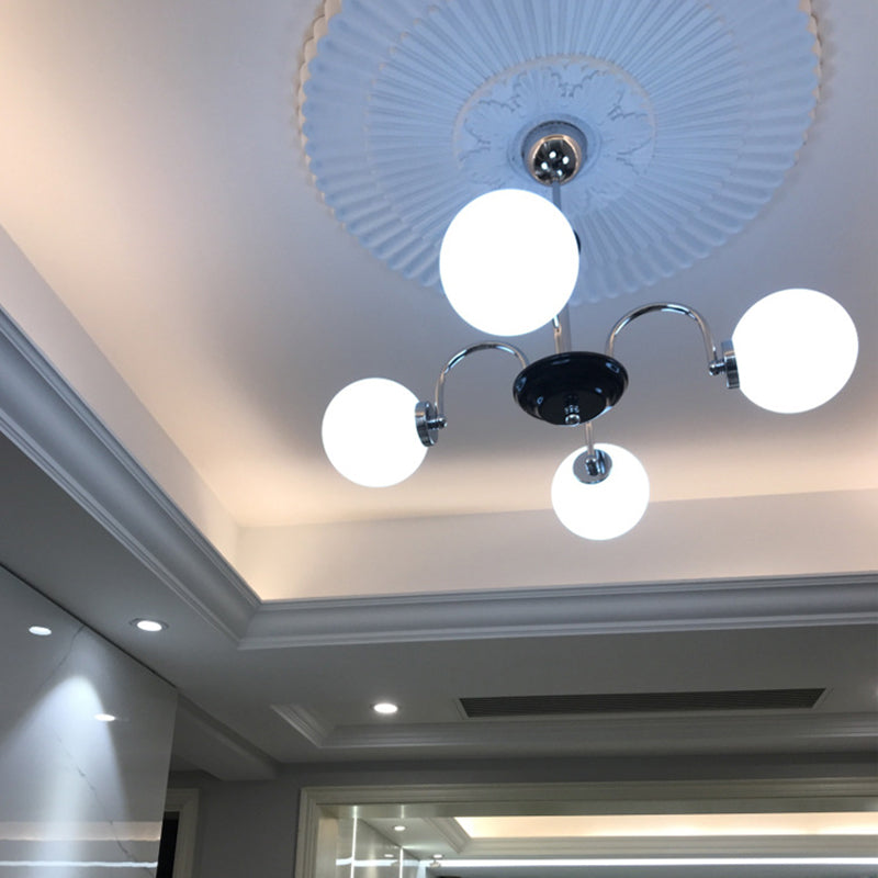 Modern Simplicity Round Ceiling Chandelier Milk Glass Hanging Light for Living Room