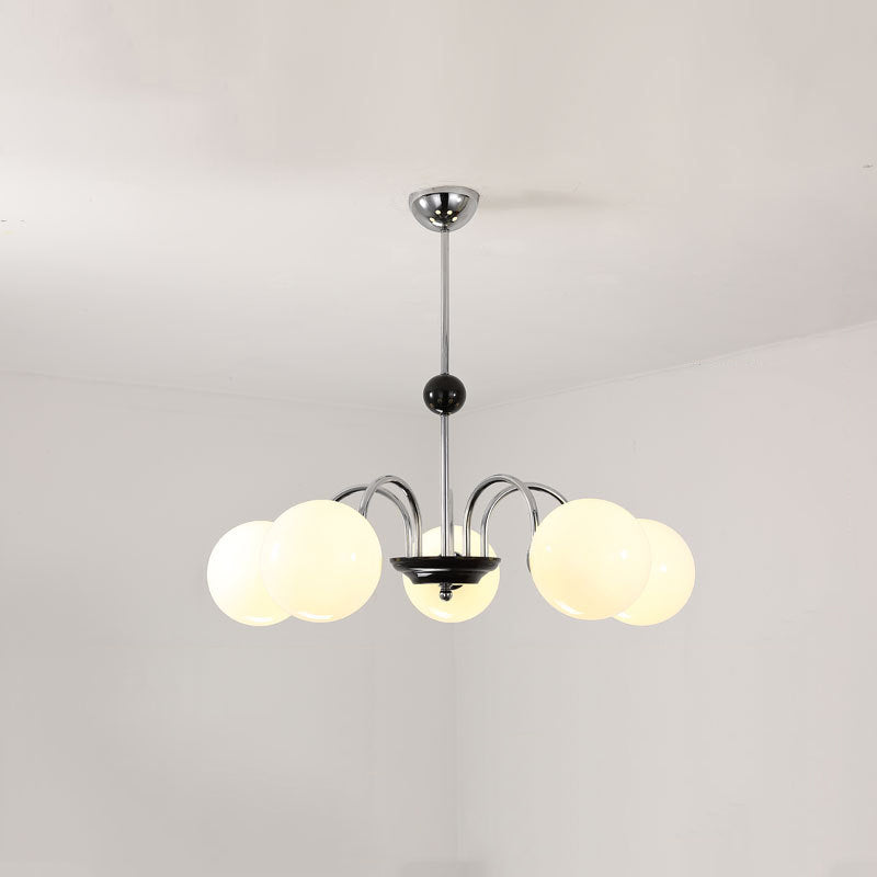 Modern Simplicity Round Ceiling Chandelier Milk Glass Hanging Light for Living Room