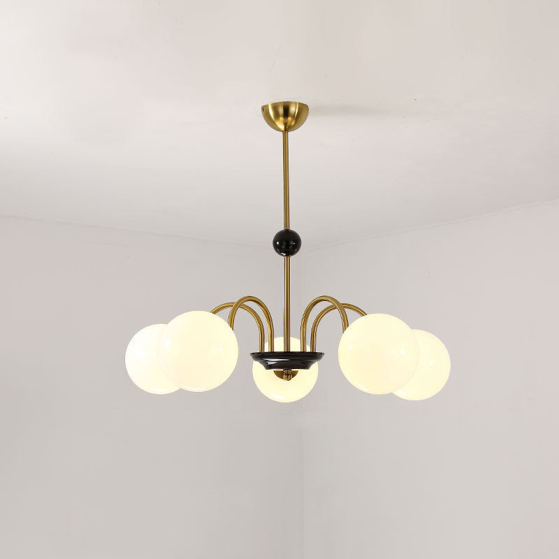 Modern Simplicity Round Ceiling Chandelier Milk Glass Hanging Light for Living Room