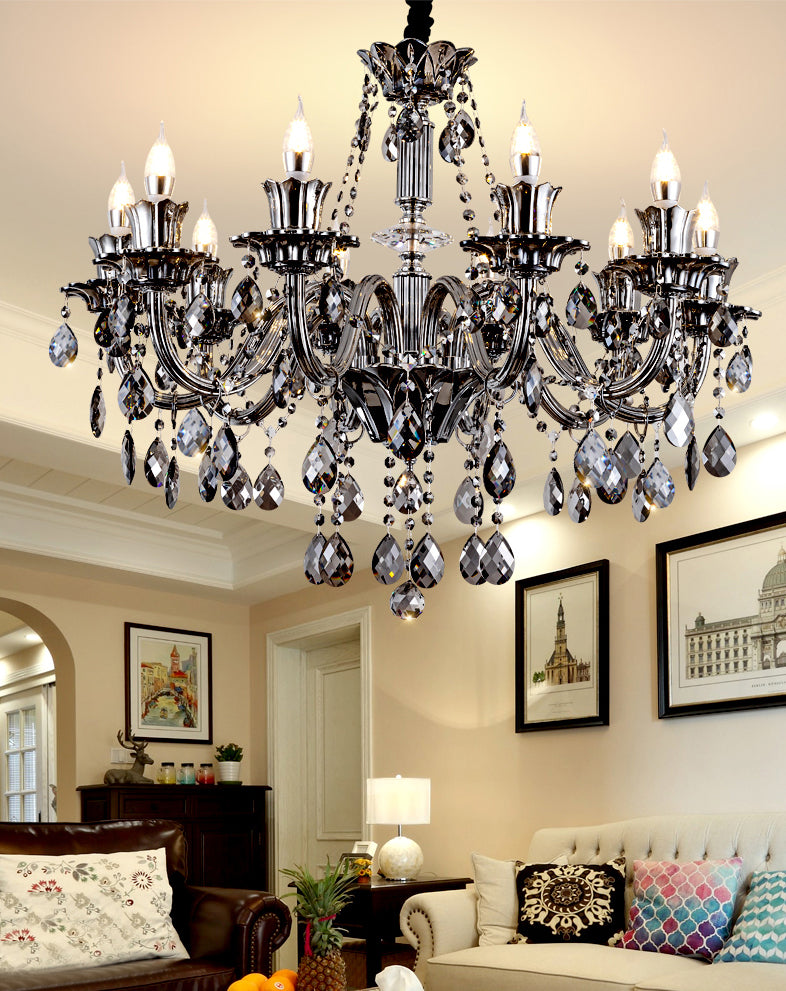 Crystal Candelabra Hanging Light Fixtures Vintage Living Room Hanging Chandelier Light