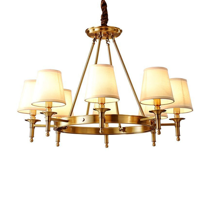 Cone Chandelier Light Fixture Traditional Fabric Shade Pendant Lighting for Restaurant