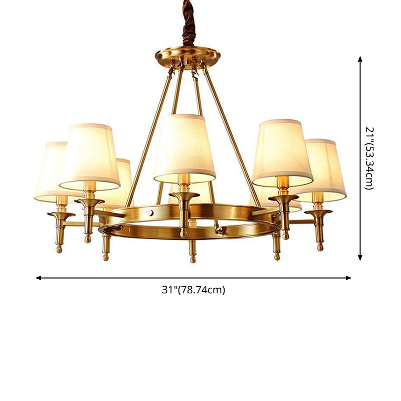 Cone Chandelier Light Fixture Traditional Fabric Shade Pendant Lighting for Restaurant