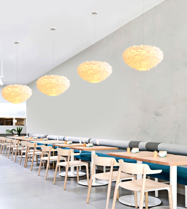 Lámpara de lámpara esférica lámpara moderna simplicidad de plumas de tono colgante para restaurante para restaurante