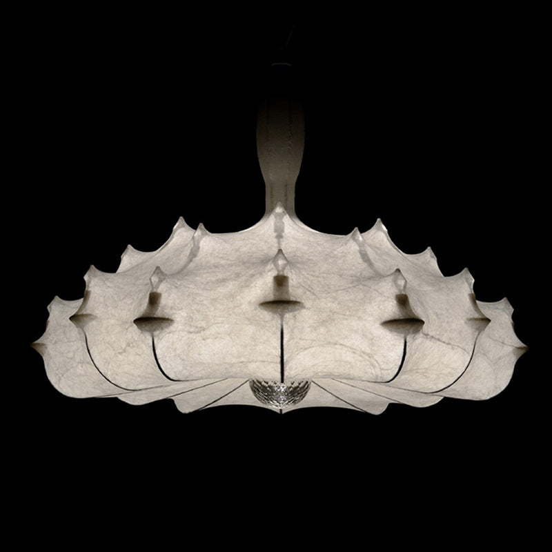 Silk White Pendant Light in Modern Unique Style Wrought Iron Hanging Light for Dining Room