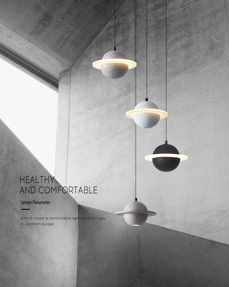 Modern Simplicity Round Ceiling Chandelier Cement Hanging Light for Living Room