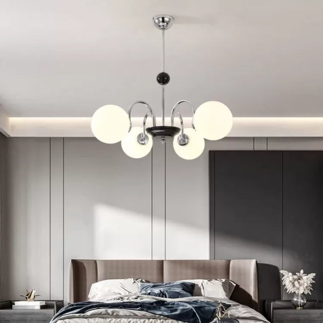 Modern Simplicity Round Ceiling Chandelier Milk Glass Hanging Light for Living Room