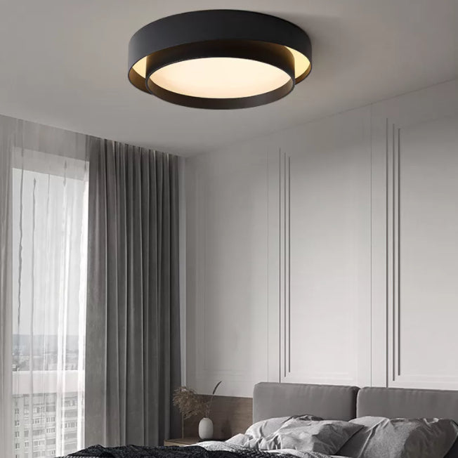 Circular LED Flush Mount in Modern Minimalist Style Wrought Iron Ceiling Fixture with Acrylic Shade