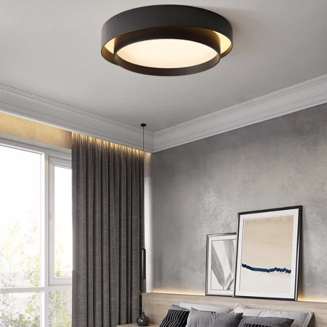 Circular LED Flush Mount in Modern Minimalist Style Wrought Iron Ceiling Fixture with Acrylic Shade