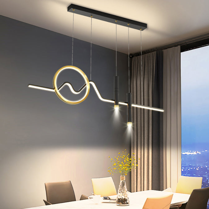 Metal Shaded Pendant Lighting Fixture Simplicity-Style LED Island Lighting Fixture in Black