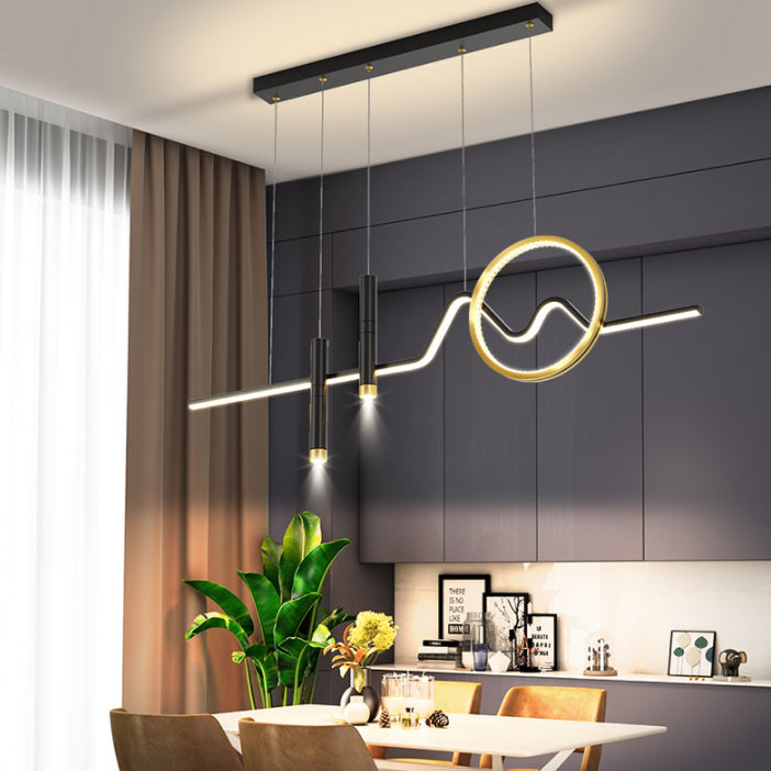 Metal Shaded Pendant Lighting Fixture Simplicity-Style LED Island Lighting Fixture in Black