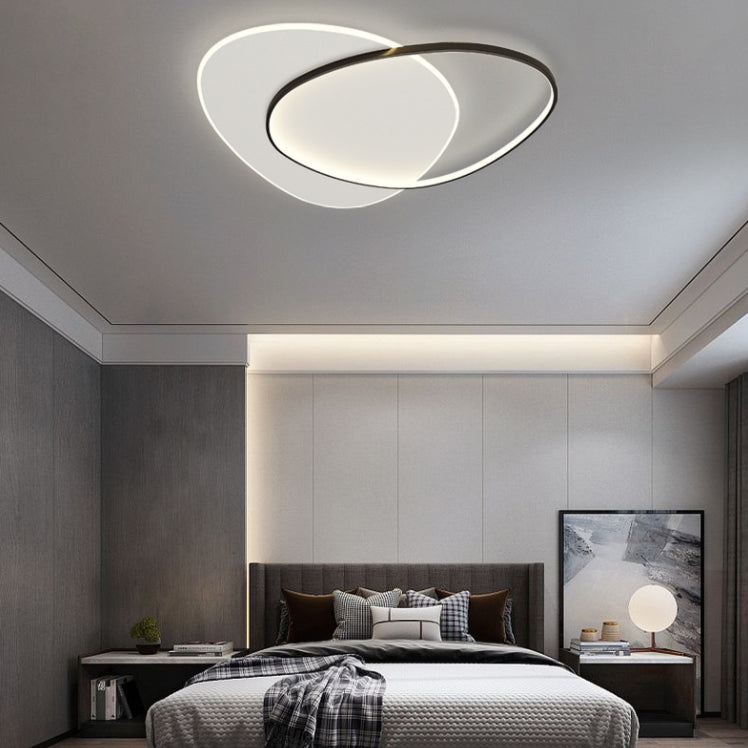 Plafonnier LED en aluminium dans un style créatif moderne, Noir et blanc acrylique oblong encastré
