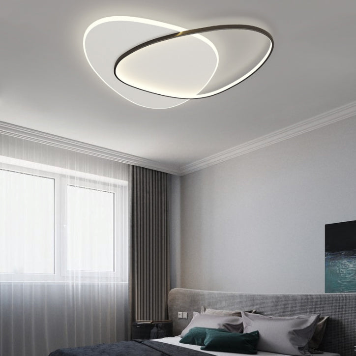 Plafonnier LED en aluminium dans un style créatif moderne, Noir et blanc acrylique oblong encastré