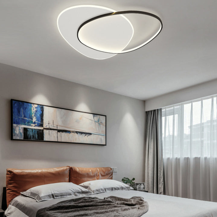 Plafonnier LED en aluminium dans un style créatif moderne, Noir et blanc acrylique oblong encastré