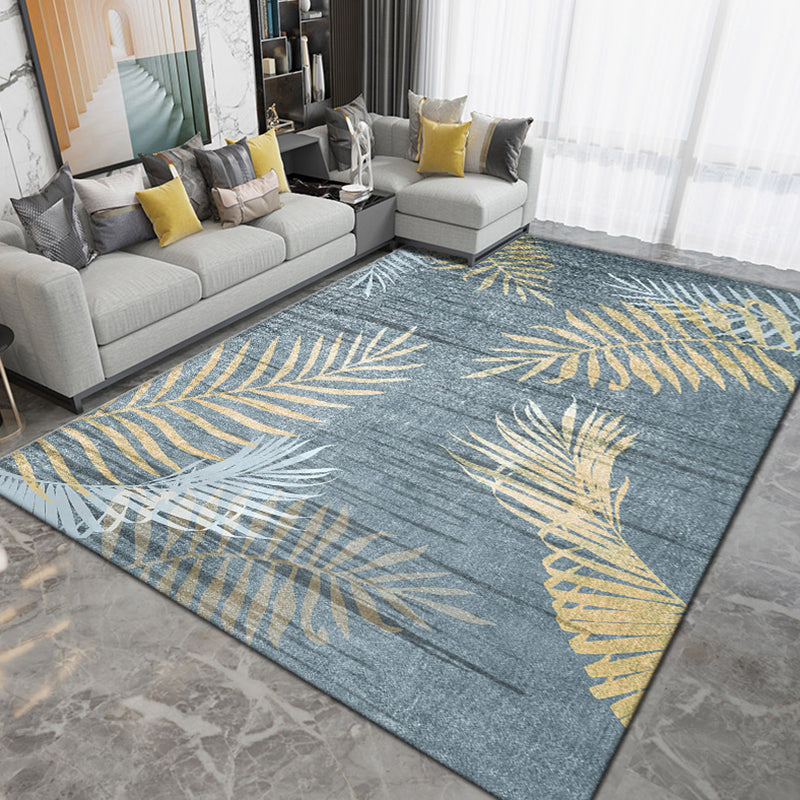 Simple Modern Area Rug Leaves and Animals Pattern Carpet Anti-Slip Backing Rug for Home Decoration