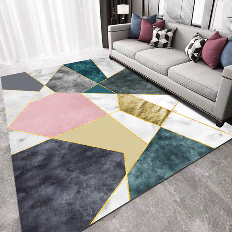 Simplicity Modern Indoor Rug Stylish Marble Print Rug Anti-Slip Backing Carpet for Home Decoration