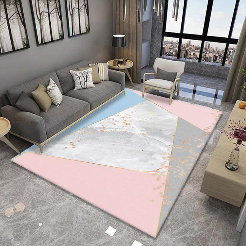 Contemporary Abstract Art Rug Distinctive Polyester Carpet Anti-Slip Backing Rug for Living Room