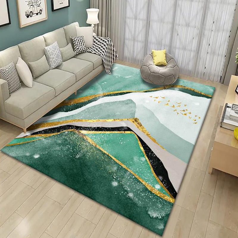 Contemporary Abstract Art Rug Distinctive Polyester Carpet Anti-Slip Backing Rug for Living Room