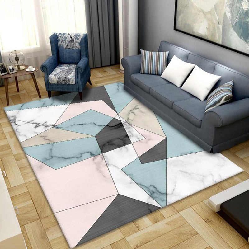 Contemporary Abstract Art Rug Distinctive Polyester Carpet Anti-Slip Backing Rug for Living Room