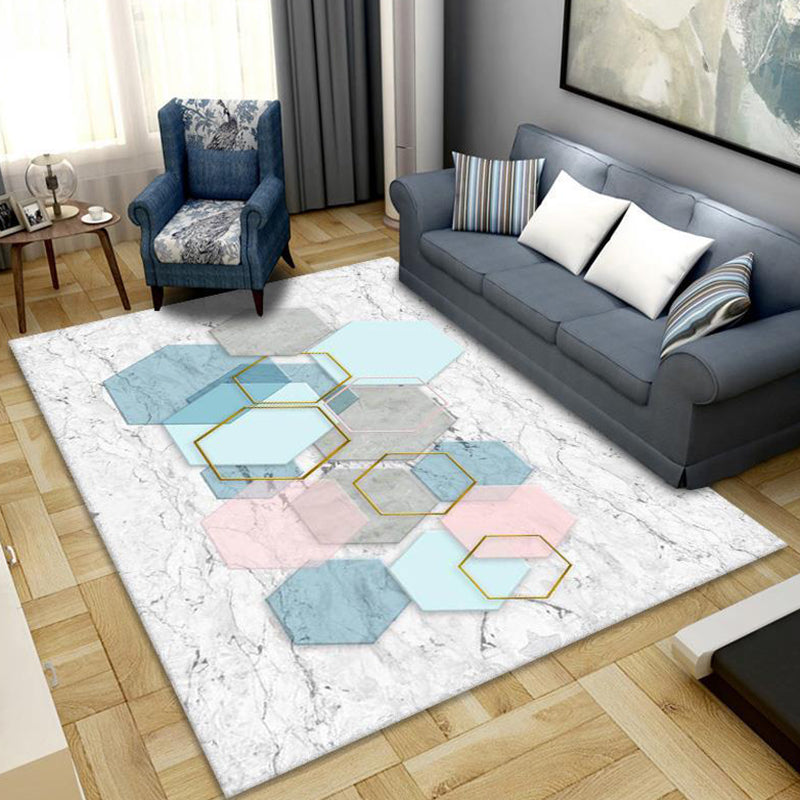 Contemporary Abstract Art Rug Distinctive Polyester Carpet Anti-Slip Backing Rug for Living Room