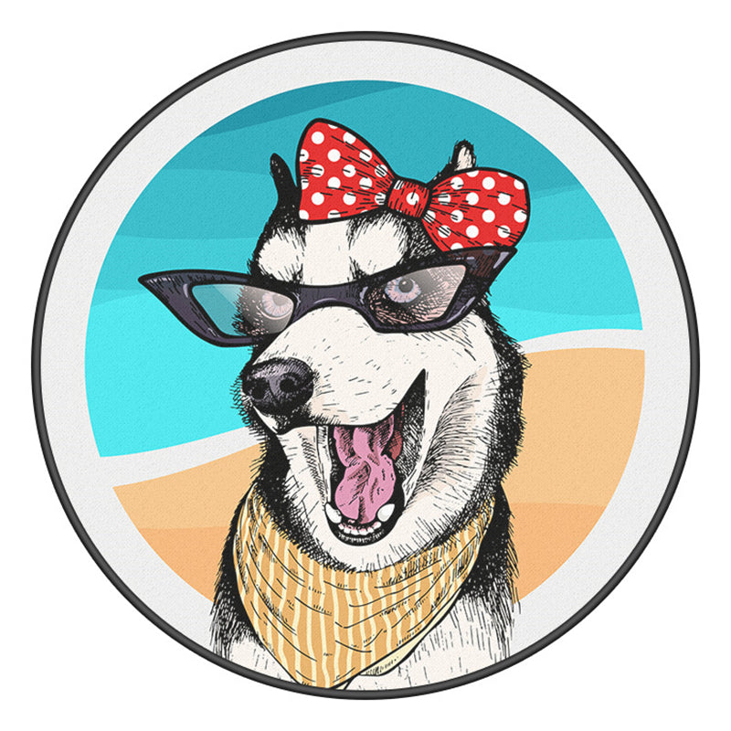 Creative Modern Round Rug Lovely Animal Pattern Carpet Friendly Washable Carpet for Living Room