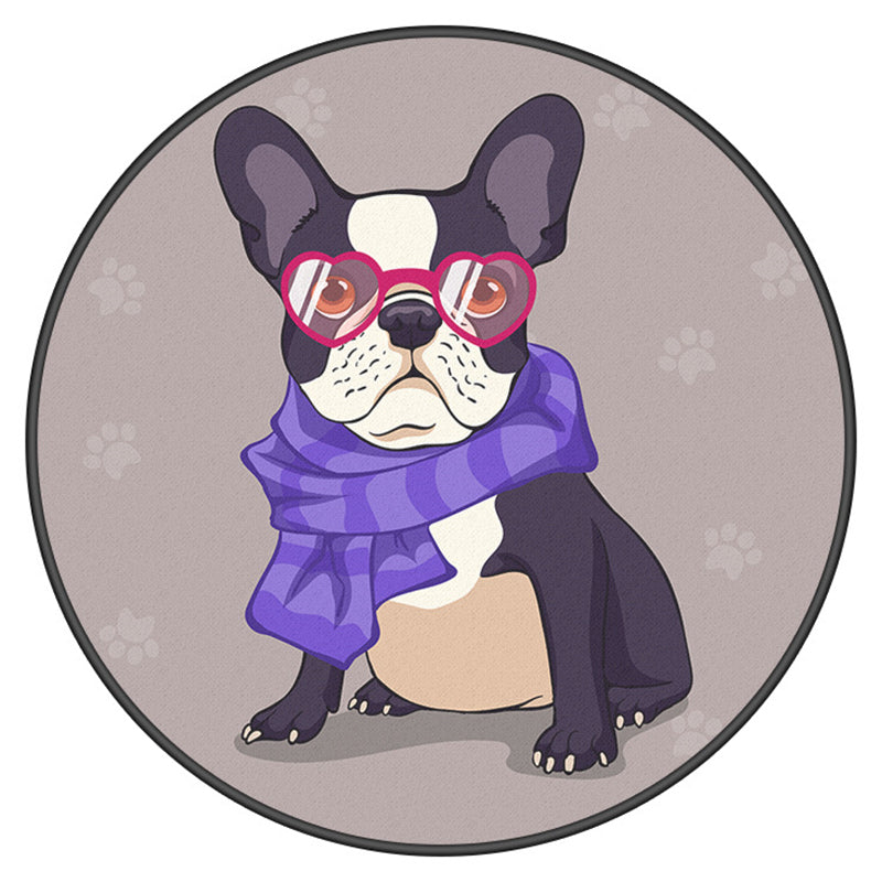 Creative Modern Round Rug Lovely Animal Pattern Carpet Friendly Washable Carpet for Living Room