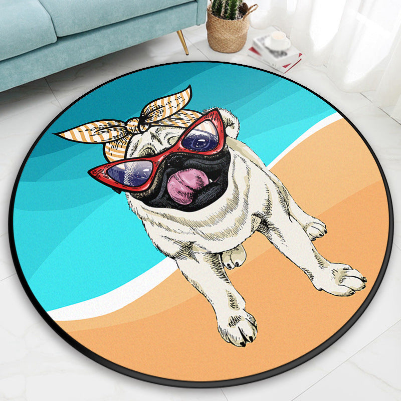 Creative Modern Round Rug Lovely Animal Pattern Carpet Friendly Washable Carpet for Living Room