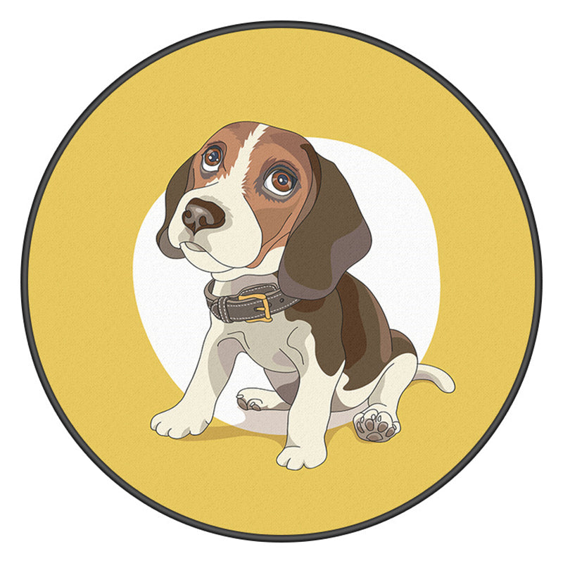 Creative Modern Round Rug Lovely Animal Pattern Carpet Friendly Washable Carpet for Living Room