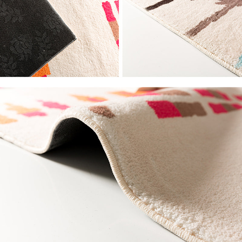 Witte toon woonkamer tapijt retro tribale totem afdruksgebied vloerkleed polyester met niet-slip achterste tapijt