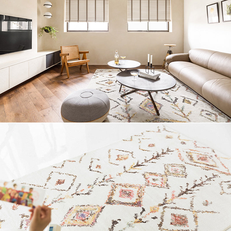Witte toon woonkamer tapijt retro tribale totem afdruksgebied vloerkleed polyester met niet-slip achterste tapijt
