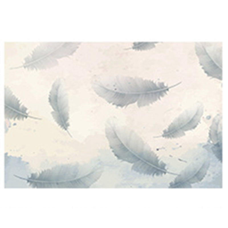 Trendy Feather Pattern Area Rug Modern Simple Carpet Polyester Friendly Washable Rug for Living Room
