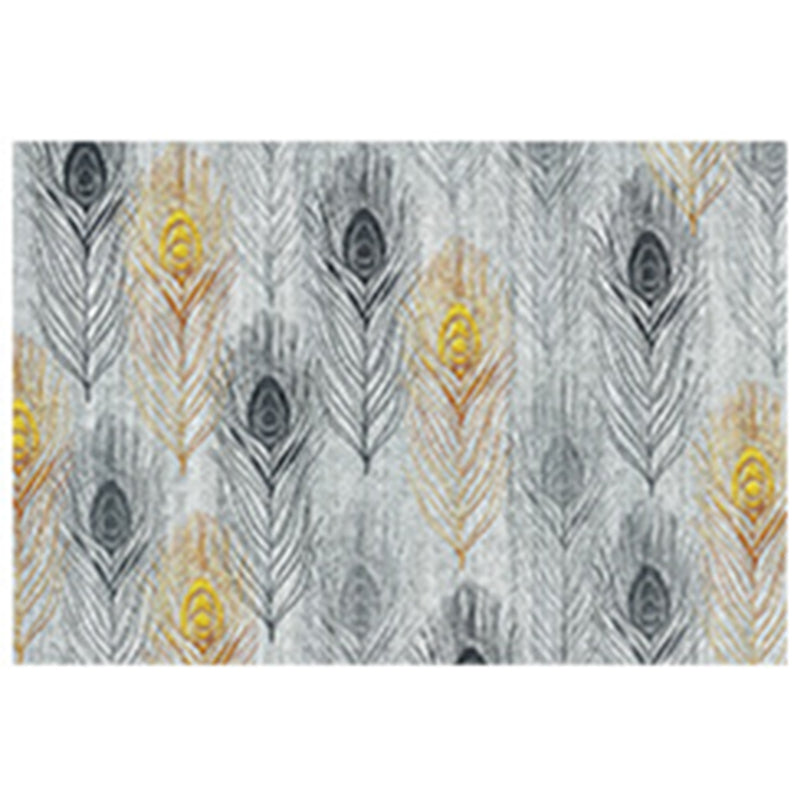 Trendy Feather Pattern Area Rug Modern Simple Carpet Polyester Friendly Washable Rug for Living Room