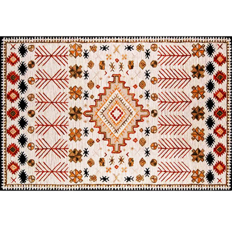 Roter Vintage-Teppich für den Innenbereich, Polyester, südwestliches Muster, pflegeleichter Teppich für die Heimdekoration