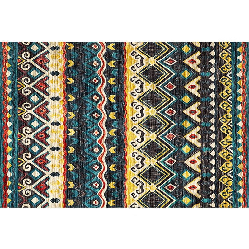 Roter Vintage-Teppich für den Innenbereich, Polyester, südwestliches Muster, pflegeleichter Teppich für die Heimdekoration