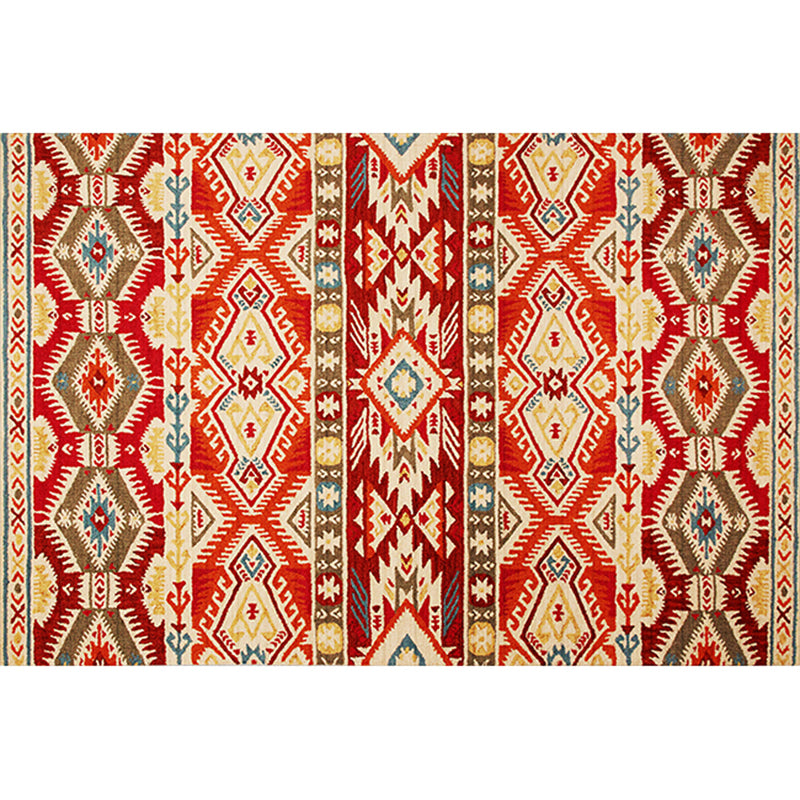 Roter Vintage-Teppich für den Innenbereich, Polyester, südwestliches Muster, pflegeleichter Teppich für die Heimdekoration