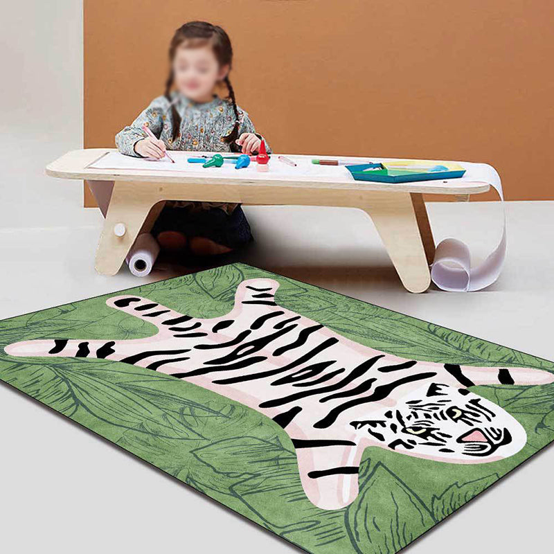 Individuality Tiger Pattern Rug Modern Creative Area Rug Anti-Slip Backing Carpet for Home Decor