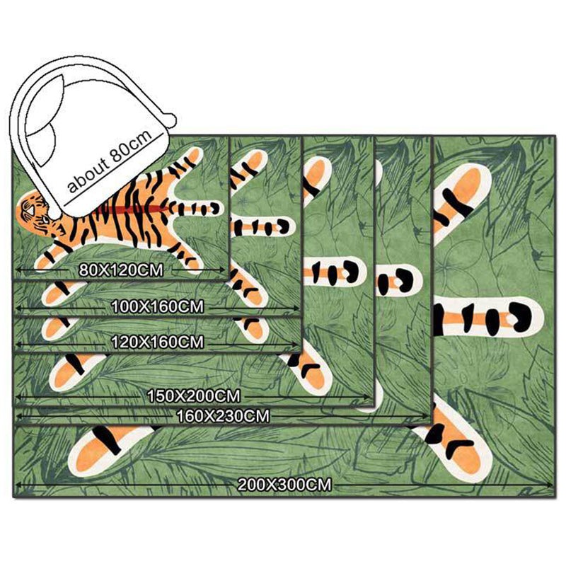 Individuality Tiger Pattern Rug Modern Creative Area Rug Anti-Slip Backing Carpet for Home Decor