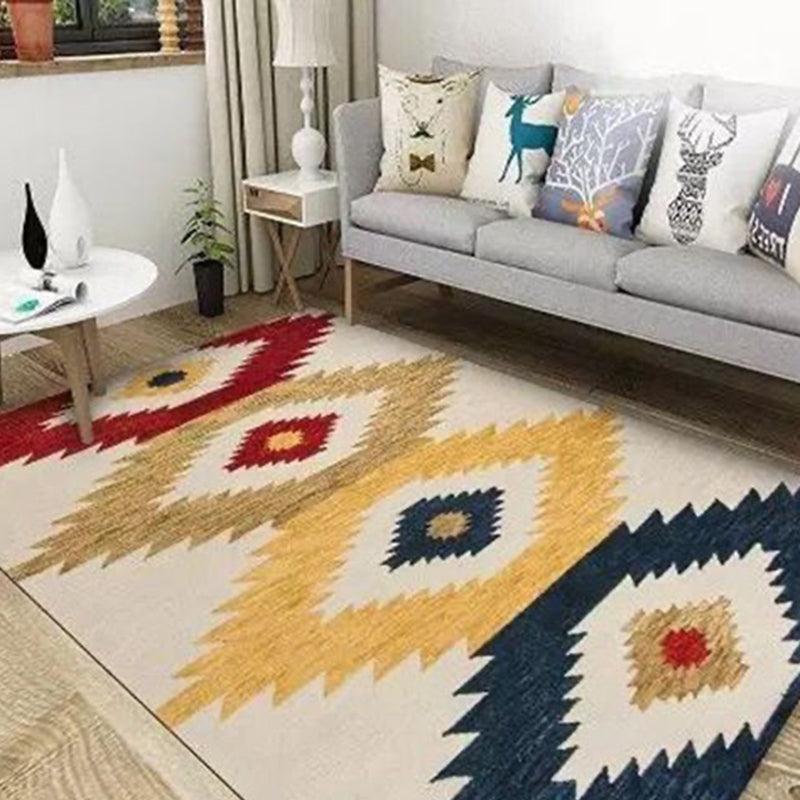 Multicolor Home Decor Carpet Classical Tribal Print Area Rug Polyester with Non-Slip Backing Rug