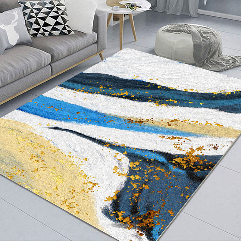 Trendy Watercolor Printed Area Rug Modern Rectangle Carpet Friendly Washable Rug for Living Room