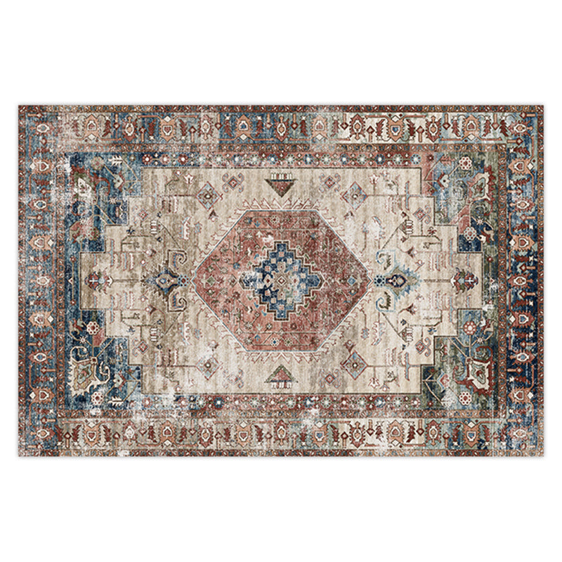 Mehrfarbiger ethnischer Print Teppich Polyester Retro Teppich Anti-Rutsch-Rücken-Innenteppich für die Heimdekoration
