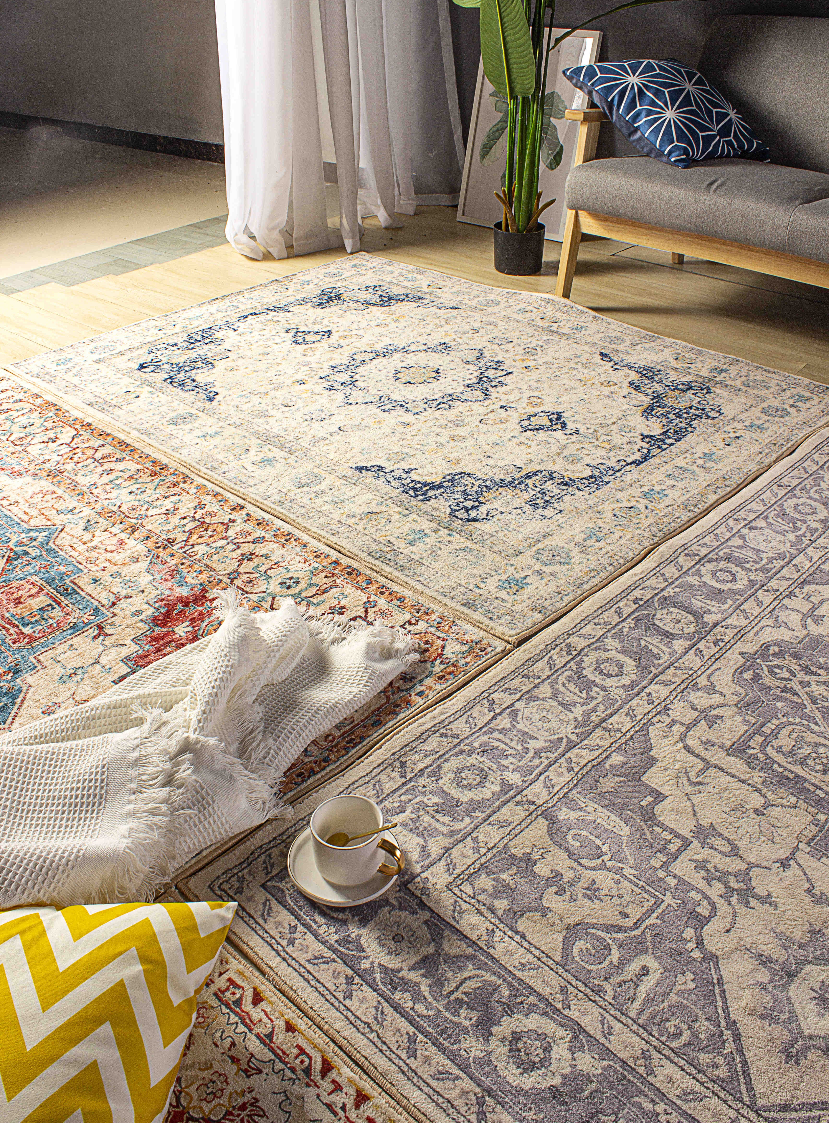 Tapis à imprimé floral multicolore Polyester tapis anti-glissement